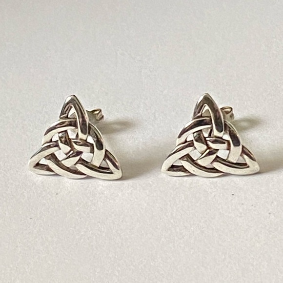 Vintage SD Sterling Silver 925 Handmade Irish Celtic Knot Earrings - Picture 6 of 6